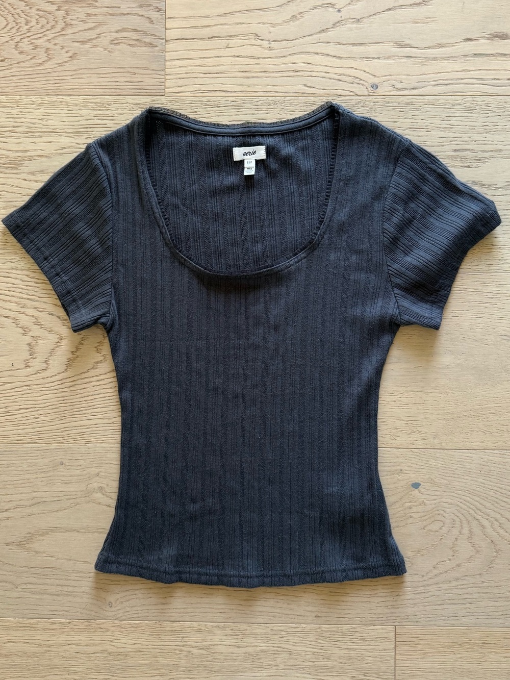 Aerie Pointelle Square Neck T-Shirt